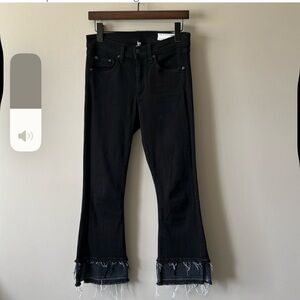EUC RAG & BONE DOUBLE HEM CROP FLARE JEANS SIZE 25 BLACK & CHARCOAL